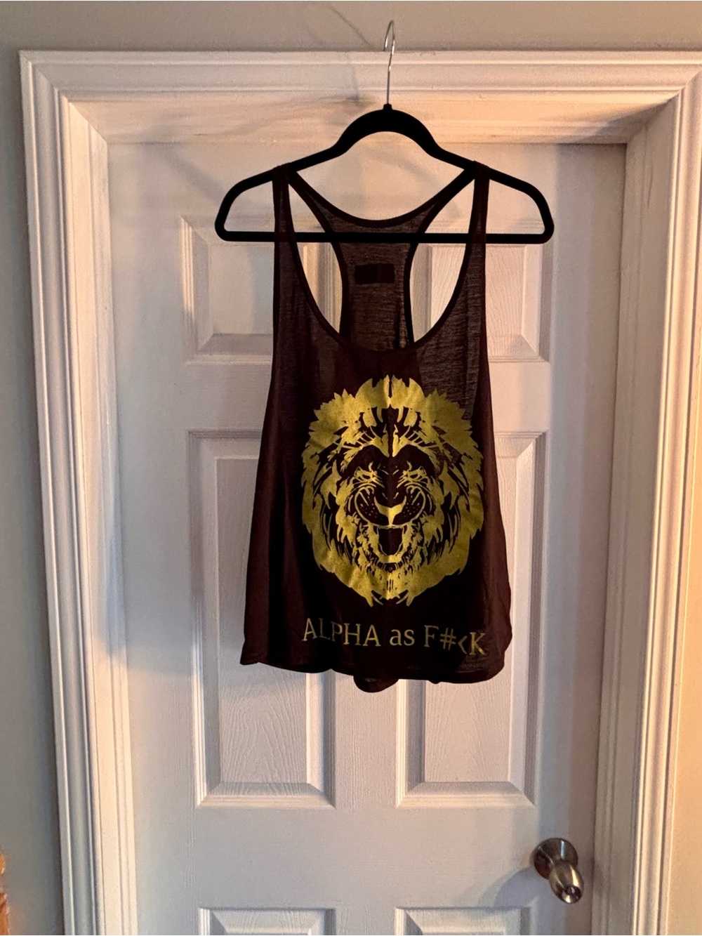 Black Men's Graphic Tank Top with Gold Lion Crest
